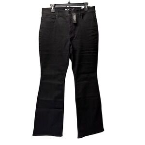 WHBM Outlet High-Rise Skinny Flare Jeans Women 14R Black Raven Rinse Wash